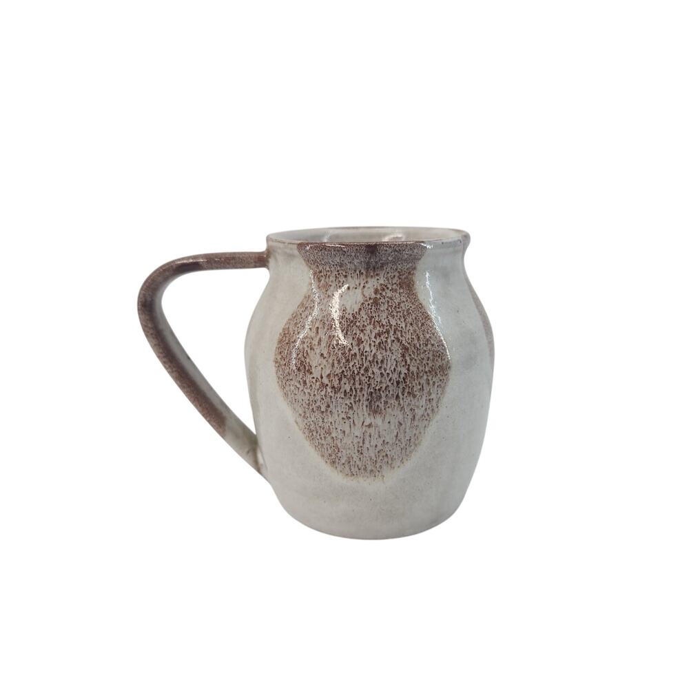 Homemade Glazed Clay Pottery Coffee/Tea Mug Brown and Cream